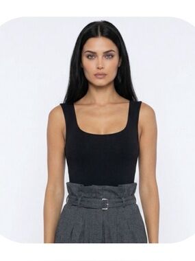 Free People L/XL Luna black square neck bodysuit